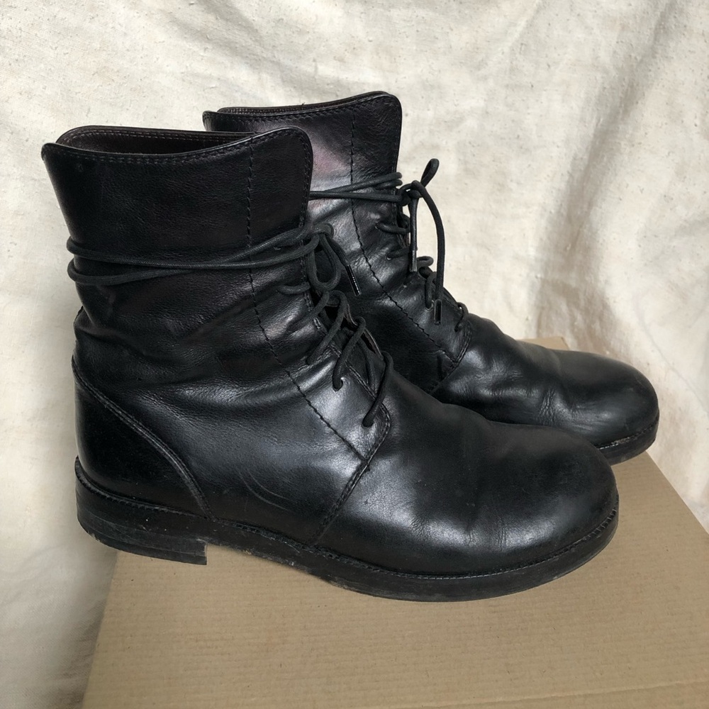 Hope Stockholm Black leather Field Wom boots size 8 lace up refined combat style
